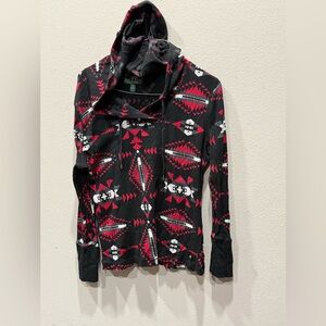 Lauren Ralph Lauren Womens XL Top Hood Long Sleeve Aztec Southwest Print